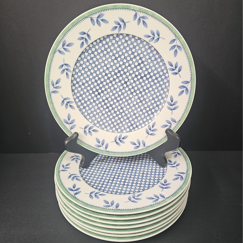 Villeroy & Boch Castell Switch 3 Blue Leaves Green Band Salad 8.25" Plate NWT-ER